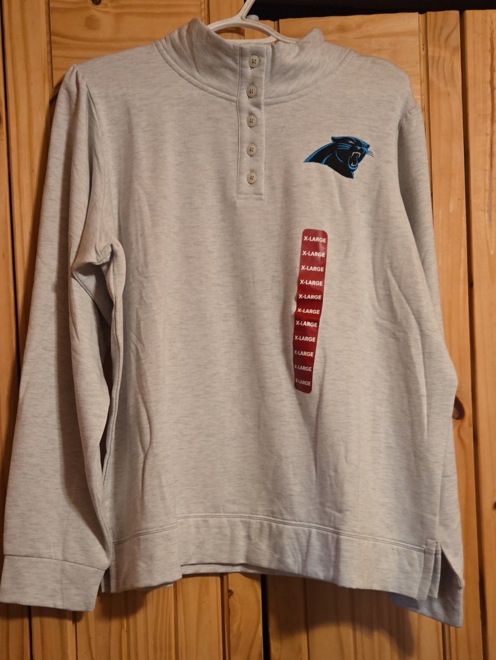 NFL Men's Light Gray Carolina Panthers Henley Crewneck